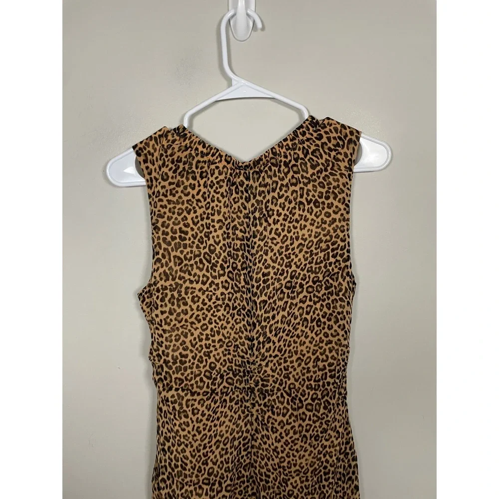 J.Crew Gathered Sheath Dress in Leopard Chiffon Size 6 Cocktail Fall Timeless